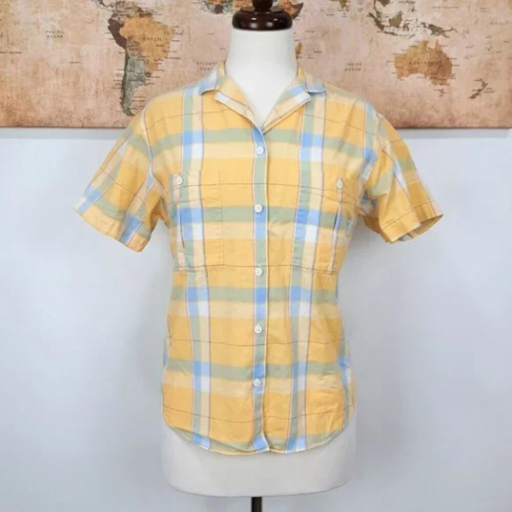 Vtg 90s plaid 100% cotton blouse - Gloria Vanderbilt brand - Picture 2 of 8
